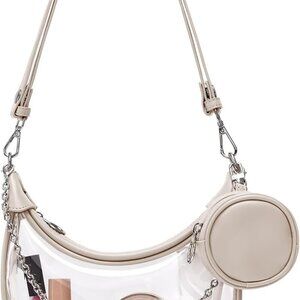 Stylish Clear Stadium Bag for Women with Adjustable Chain Strap and Coin Purse